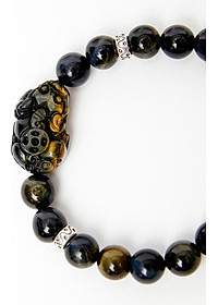 Vòng tay đá thạch anh mắt hổ xanh đen phối tỳ hưu đá 8mm mệnh thủy, mộc - Ngọc Qúy Gemstones