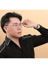 Gọng kính titanium LS9002 nửa khung thời trang nam cao cấp siêu nhẹ siêu bền OURESS