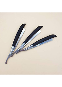 Dao Cạo Râu Tóc Mặt Tỉa Chân Mày Cán Gỗ Sơn Đen Bọc Thép  Đa Năng Tặng Kèm 10 Lưỡi Cạo