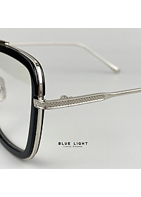 Gọng Kính Cận, Kính Giả Cận Chống UV Mắt Vuông To Khung Ngang Viền Đen Hàn Quốc - BLUE LIGHT