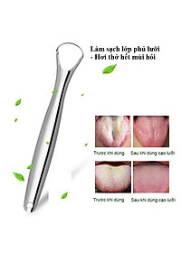 BỘ 2 DỤNG CỤ CẠO LƯỠI BẰNG INOX 304 GIÚP LÀM SẠCH BỀ MẶT LƯỠI CHO HƠI THỞ THƠM MÁT
