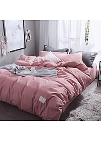 Bộ Chăn Ga Gối Cotton Tici Đơn Sắc LIDACO - Hồng Phấn