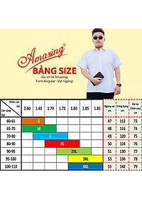 Áo sơ mi nam họa tiết ngắn tay, form rộng, vạt ngang, size đại tới 110 kg, thiết kế hoa văn nho nhỏ, hiệu Amazing