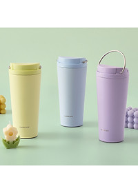 Ly Giữ Nhiệt LocknLock Bucket One Touch LHC3345 550ml, Hàng Chính Hãng, Quai Xách Tiện Lợi - JoyMall