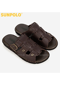 Dép Quai Ngang, Dép Nam Da Bò SUNPOLO SUA022 (Đen, Nâu)