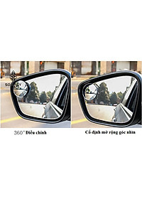 Bộ 2 gương cầu lồi 3 cm chiếu hậu xóa điểm mù xe hơi, ô tô, xe tải tăng độ an toàn, xoay 360 độ cố định( GCH01)