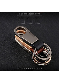 Móc chìa khóa đa năng ô tô, xe máy, gia đình thương hiệu JOBON - Thép hợp kim cao cấp - Trọng lượng: 36g - Da thật 100% - Mã: ZB-028X (màu xám) - Hàng Nhập Khẩu