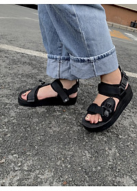 Giày Sandal Nữ The Bily 01W Quai Chéo Dây Rút - Màu Đen BL01WD