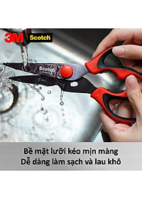 Kéo nhà bếp Scotch 3M tay cầm màu đỏ cao cấp có thể tháo rời, lưỡi kéo sắc bén, chống gỉ sét, kháng khuẩn KS-DTR, Red