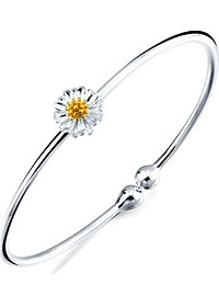 Lắc Tay Kiềng Bạc Nữ Bạc Hiểu Minh LTU468 hoa cúc