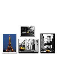 Bộ 4 Khung Hình Kính Treo Tường Tặng bộ ảnh như hình mẫu, Đinh Treo Tranh và sơ đồ treo - Khung Hình Phạm Gia PGCTK61