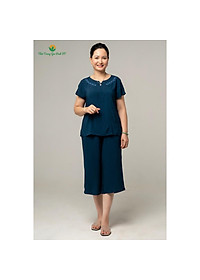 Bộ lanh mặc nhà nữ, màu trơn quần lửng áo cộc tay B26.2105 - Thời Trang Gia Đình VT