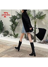 Bốt Đùi Nữ Da Lì Trắng Đen Thời Trang Khoá Sau Ulzzang Siêu Hót Cao Cổ Giày Boot Xinh