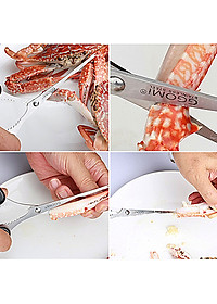 [HÀNG CHÍNH HÃNG]Kéo tách vỏ cua dài 20.5cm, lưỡi kéo dài 13.5cm bằng thép không gỉ an toàn của GGOMi Hàn Quốc GG134