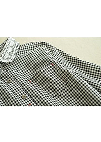 Áo sơ mi nữ Haint Boutique dáng dài thiết kế kẻ caro tay lỡ A05