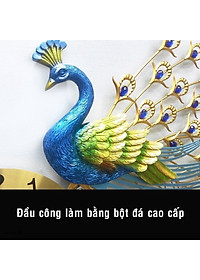 Đồng Hồ Treo Tường Con Chim Công Khổng Tước Kim Trôi Shouse A999 Nghệ Thuật Cao Cấp hiện đại 3D kích cỡ lớn đẹp treo phòng khách