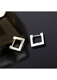 Bông tai nam nữ vuông màu bạc