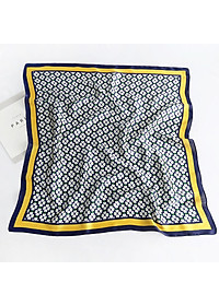 Khăn lụa turban vuông vintage hoa 4 cánh may mắn phong cách Nhật (70x70cm) AKL95