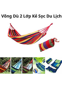 Võng Dù Kẻ Sọc Du Lịch 2 Lớp Dày Dặn, Chịu Lực Cao Size 180cm x 80cm (Giao Mẫu Ngẫu Nhiên)