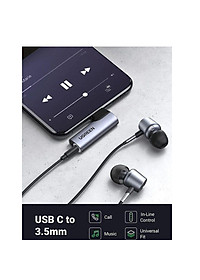 Ugreen UG90577CM460TK vuông góc 90 độ 4 khấc Màu đen Đầu chuyển USB-C sang cổng 3.5mm hỗ trợ Samsung Ipad Xiaomi Oneplus - HÀNG CHÍNH HÃNG