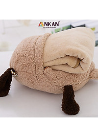 Chăn Gối Văn Phòng 3 Trong 1 Gấu Nâu Độc Đáo Kiểu Dành Cho Nữ Dùng Để Ngủ Trưa Tại Văn Phòng, Tựa Lưng Và Gấu Bông Dùng Để Trang Trí