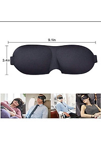 Bịt Che Mắt Ngủ 3D Kèm Bịt Tai Văn Phòng, Trên Xe Ô tô, Máy Bay, Thoáng Khí, Mềm Mại Cho Giấc Ngủ Ngon, Mặt Nạ Ngủ. Du Lịch Dã Ngoại Phượt Thiền MÀU ĐEN