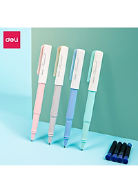 Bút Máy Học Sinh Deli - Bút Máy Cho Học Sinh Tiểu Học Kèm Ống Mực Xanh - Bút Viết Nhanh Mướt - SF520