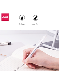 Bút Bi Nước Mực Gel Bấm Ngòi 0.5mm Deli - Thiết Kế Vỏ Trong Suốt Phù Hợp Văn Phòng Sinh Viên Học Sinh Ghi Chép Sổ Tay - A057B