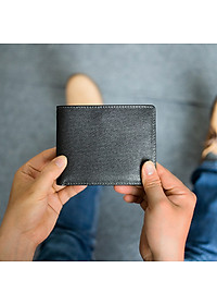 Ví nam, bóp nam da bò Saffiano Bụi Leather V126 - Bảo hành 12 tháng