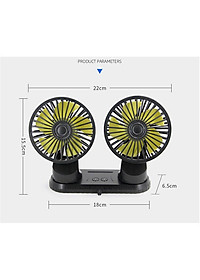 Quạt Đôi, Quạt Mini 360 Độ Công Suất Lớn, Để Trong Ô Tô, Để Bàn Làm Việc Siêu Tiện Ích