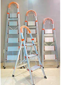 Thang nhôm 3 - 4 - 5 - 6 bậc xếp gọn - chữ A -  bản to - tay vịn -  cao cấp chính hãng -  thang gia đình đa năng gấp gọn