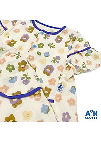 Bộ quần áo dài tay ngắn bé gái họa tiết Bé Gấu Hoa Tím xô muslin - AICDBGCB3EO2 - AIN Closet