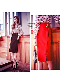 Chân váy công sở NEW DESIGN dáng midi dài qua gối sang trọng vải kaki thun co giãn