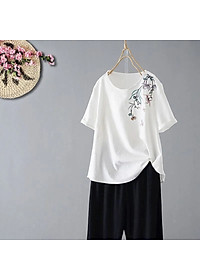 Áo kiểu nữ, áo phông in họa tiết hoa thời trang Haint Boutique,kín đáo,điệu đà,4 màu thanh nhã ALe18