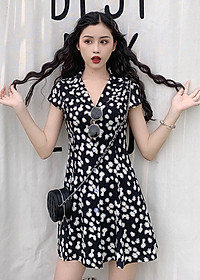 Đầm Sơ Mi Hoa Cúc Xuân Hè Kèm Thắt Lưng Xinh DN078 MayHomes, Thời Trang Nữ Mới, Đầm Ngắn Dễ Thương, Phong Cách Retro