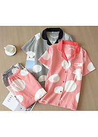 Pijama nữ thô đũi, Đồ bộ mặc nhà mùa hè ngắn tay cho nữ Azuno AZ2992