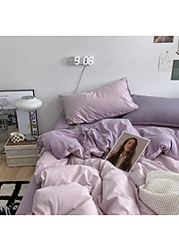 Bộ vỏ chăn ga gối cotton tici notag Lidaco cotton đũi trơn dày decor phòng ngủ vintage đủ mọi cỡ nệm