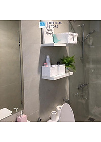 Bộ 2 Kệ Gỗ Thanh Ngang Trang Trí Treo Tường Màu Trắng Gỗ Chống Ẩm Dày 25mm SIB Decor KT005