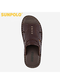 Dép Quai Ngang Nam Da Bò SUNPOLO AQN009 Quai bản rộng (Đen, Nâu)