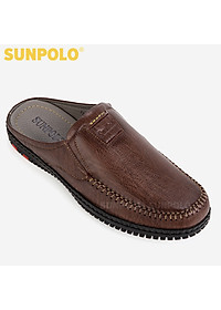 Dép Sục, Dép Sapo Nam Da Bò SUNPOLO SUT327 (Đen, Nâu)