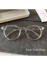 Kính Mắt Nam Nữ Chống Ánh Sáng Xanh Mắt Tròn Trong Suốt