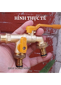 Vòi nước Faucet tăng áp bằng hợp kim vòi nước 2 đầu ra thông minh kèm 2 đầu nối ống