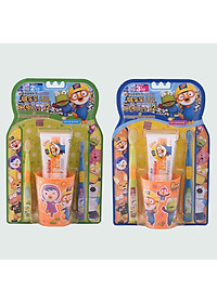 Bộ 4 bàn chải đánh răng + kem đánh răng + cốc Pororo Hàn Quốc