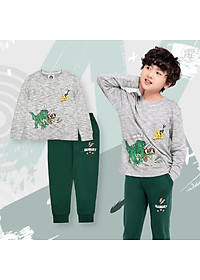 Bộ bé trai BIGFOX - MISS MEOW thu đông, bộ dài tay cho bé phong cách Âu Mỹ in khủng long 12 - 43kg