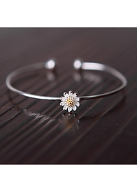 Lắc Tay Kiềng Bạc Nữ Bạc Hiểu Minh LTU468 hoa cúc