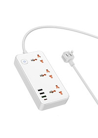 Ổ cắm điện đa năng cao cấp dây đồng chịu tải 2500W, sạc nhanh PD 30W cổng typeC + QC18W có 3*USB và 1*Type-C , dây dài 1.5m - Hàng nhập khẩu