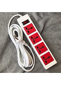 Ổ cắm Điện Quang ECO ĐQ ESK 5WR 43ECO (4 Lỗ 3 chấu, dây dài 5m, màu trắng đỏ)