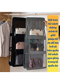 Túi treo bảo quản túi xách đa năng 6 ngăn- Kệ vải treo túi xách thông minh- Tổ chức túi xách treo tủ tiết kiệm không gian- Túi đựng túi xách treo tủ có móc- Giá treo túi xách ngăn cách chống bụi