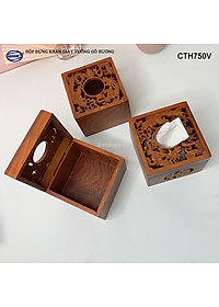 Hộp Đựng Khăn Giấy Vuông Bằng Gỗ Hương Điêu Khắc Tinh Xảo Sang Trọng - CTH750V
