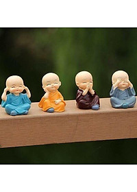 Bộ 4 Chú Tiểu Tứ Không Hàng Chuẩn - Không Nghe, Không Nói, Không Nhìn, Tâm Không Động - Loại 1 - Chính Hãng MINIIN
